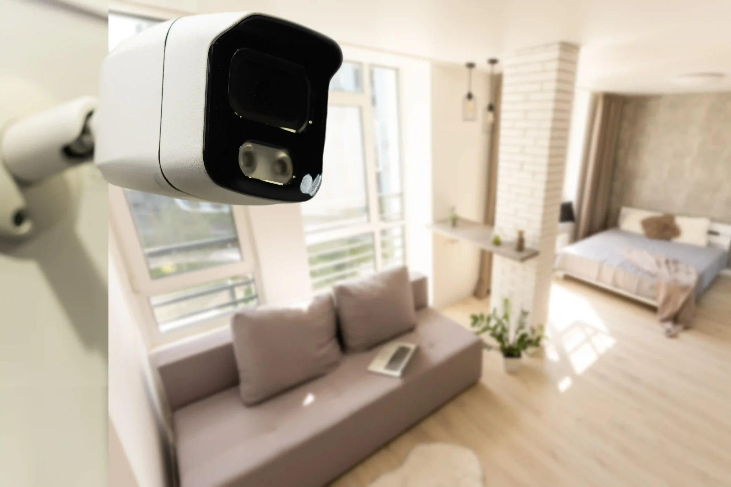 Security camera in a cozy living space
