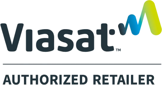 Viasat logo, authorized retailer branding